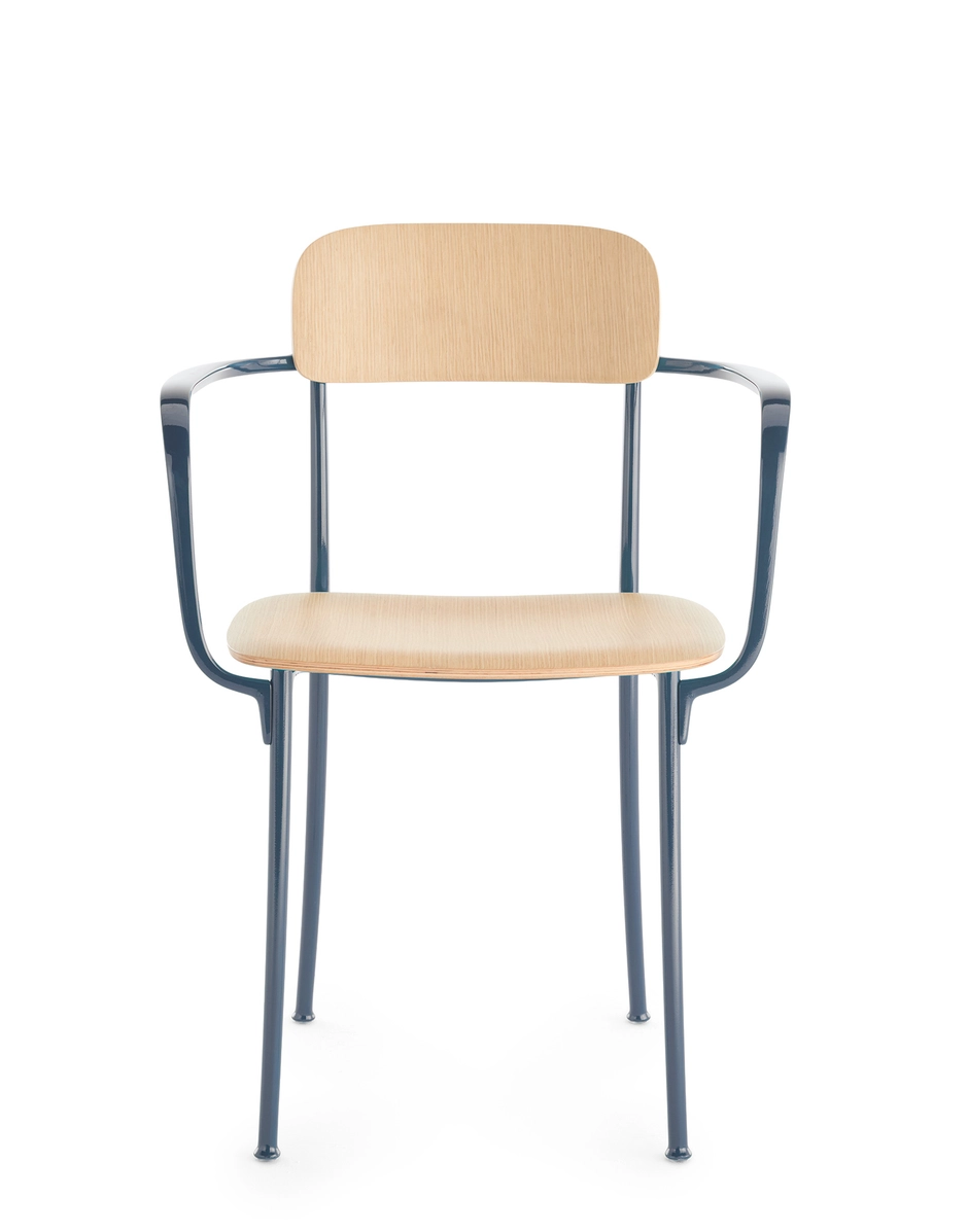 Kartell SAVOIA Kleiner Holzsessel HELLES HOLZ/BLAU KAR02406CB