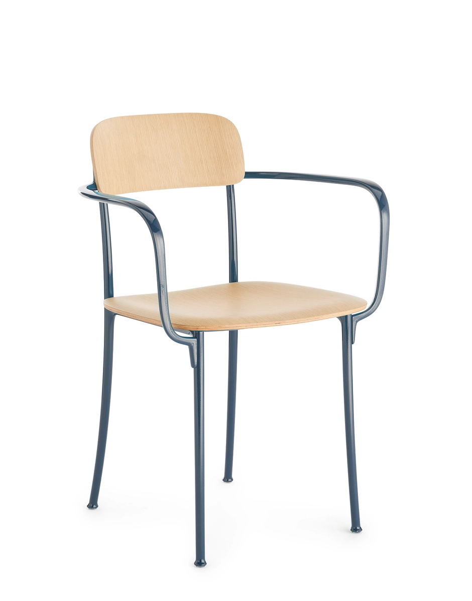Kartell SAVOIA Kleiner Holzsessel HELLES HOLZ/BLAU KAR02406CB_1