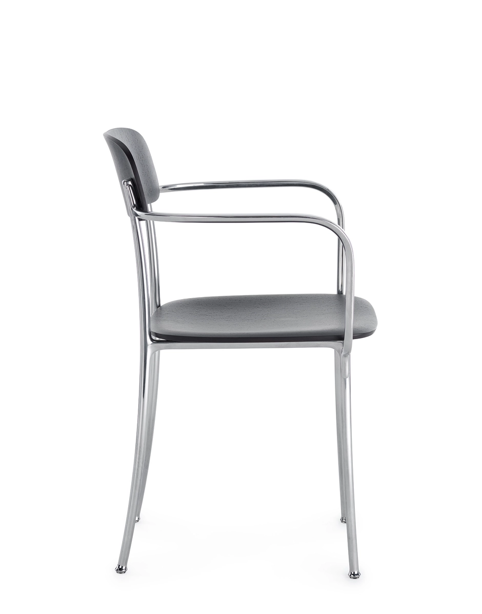 Kartell SAVOIA Small Wooden Armchair - aluminium frame DARK WOOD KAR02407SC_2