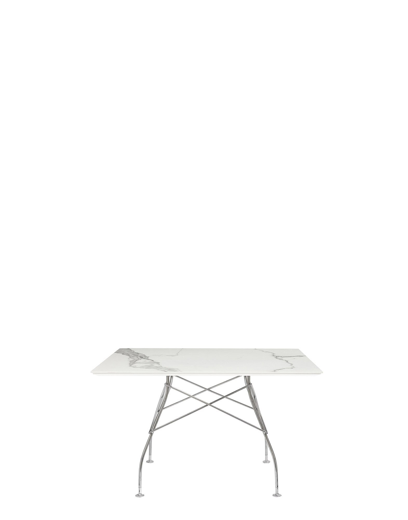 Tavolo Consolle Quadrato Comodence Concepts Town - Finto Marmo Bianco E Cromato, 106,7 Cm