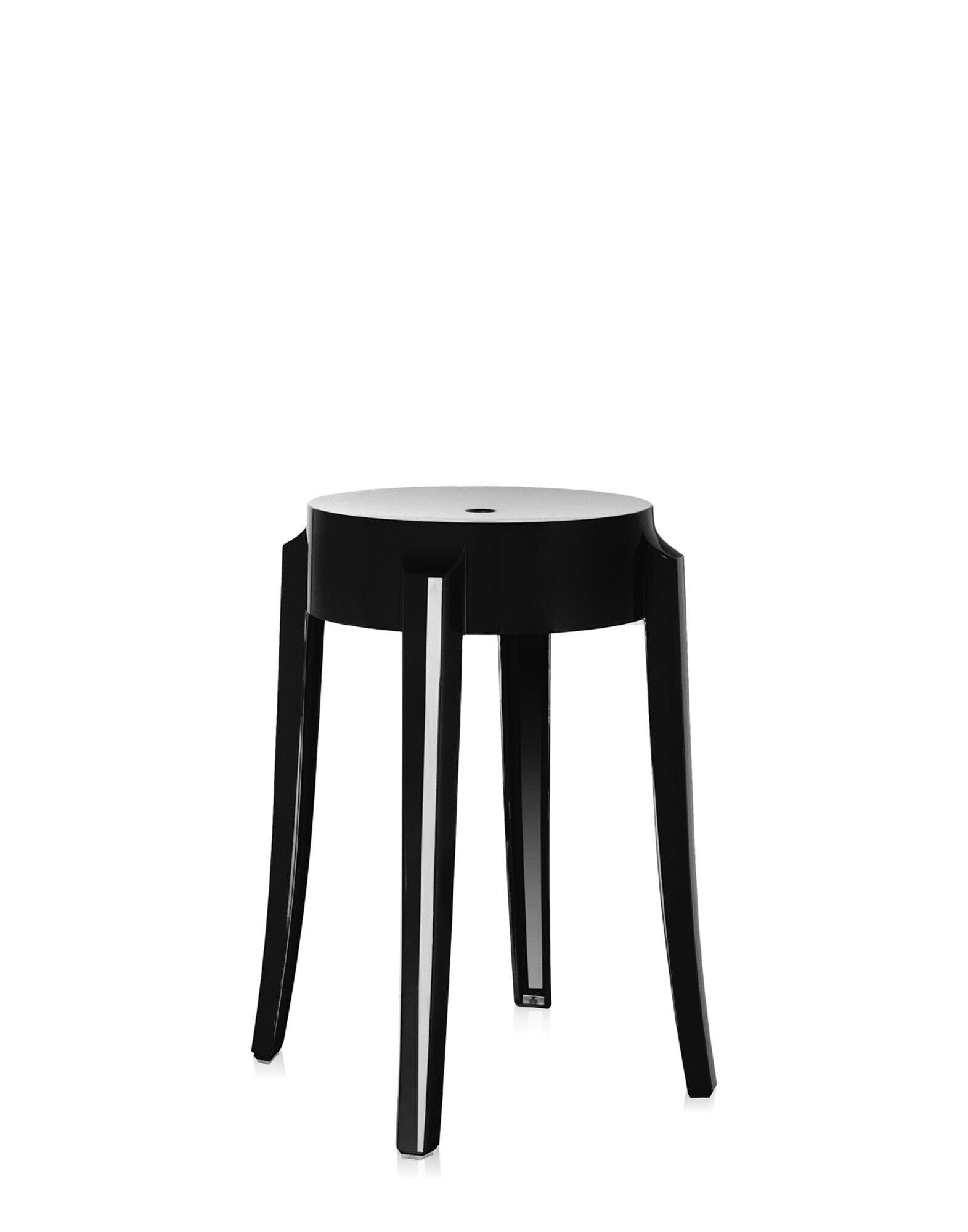 Kartell Stools CHARLES GHOST 46 cm (2 stools) GLOSSY BLACK | Kartell