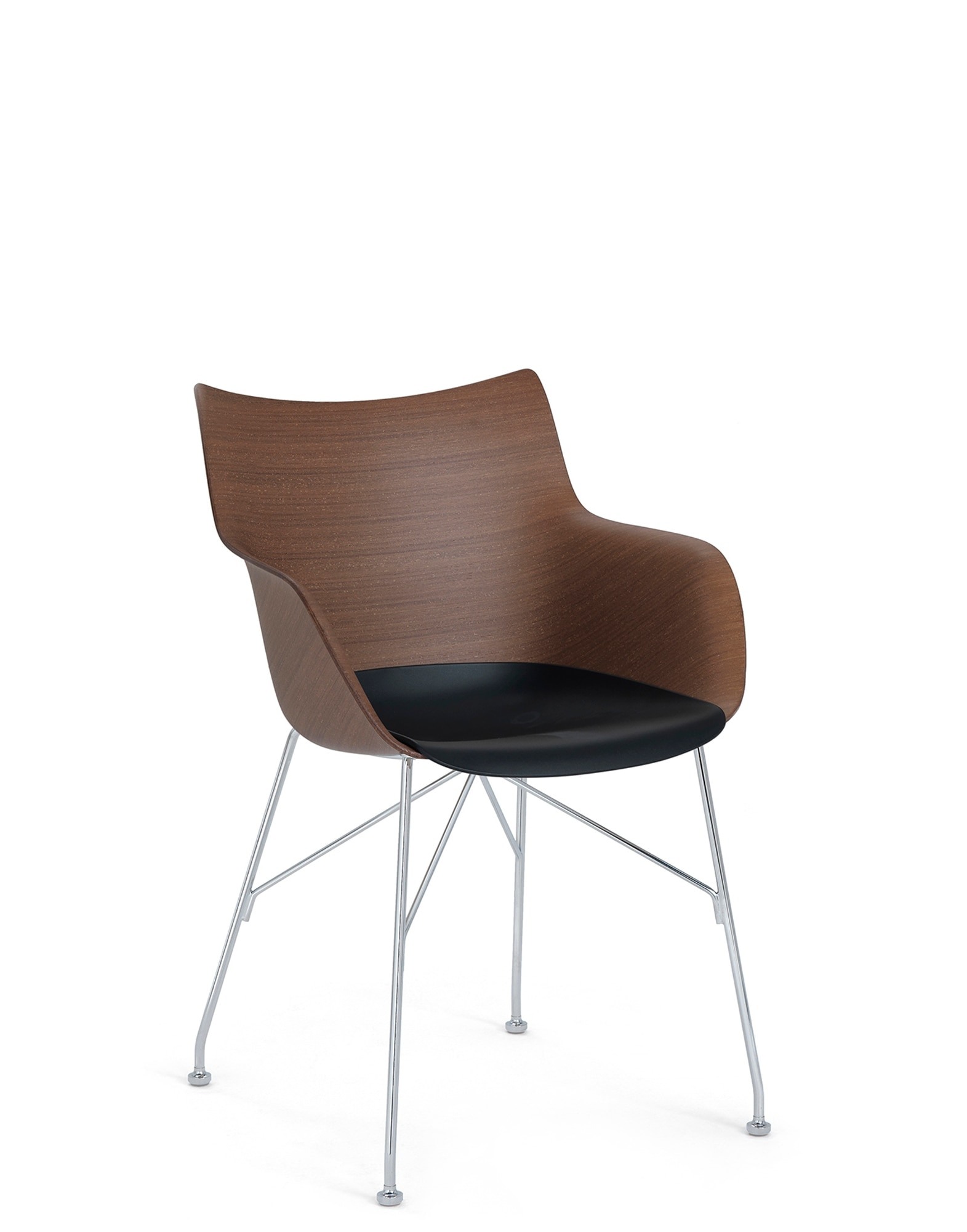 Kartell Small Armchairs Q/WOOD DARK WOOD/CHROME | Kartell