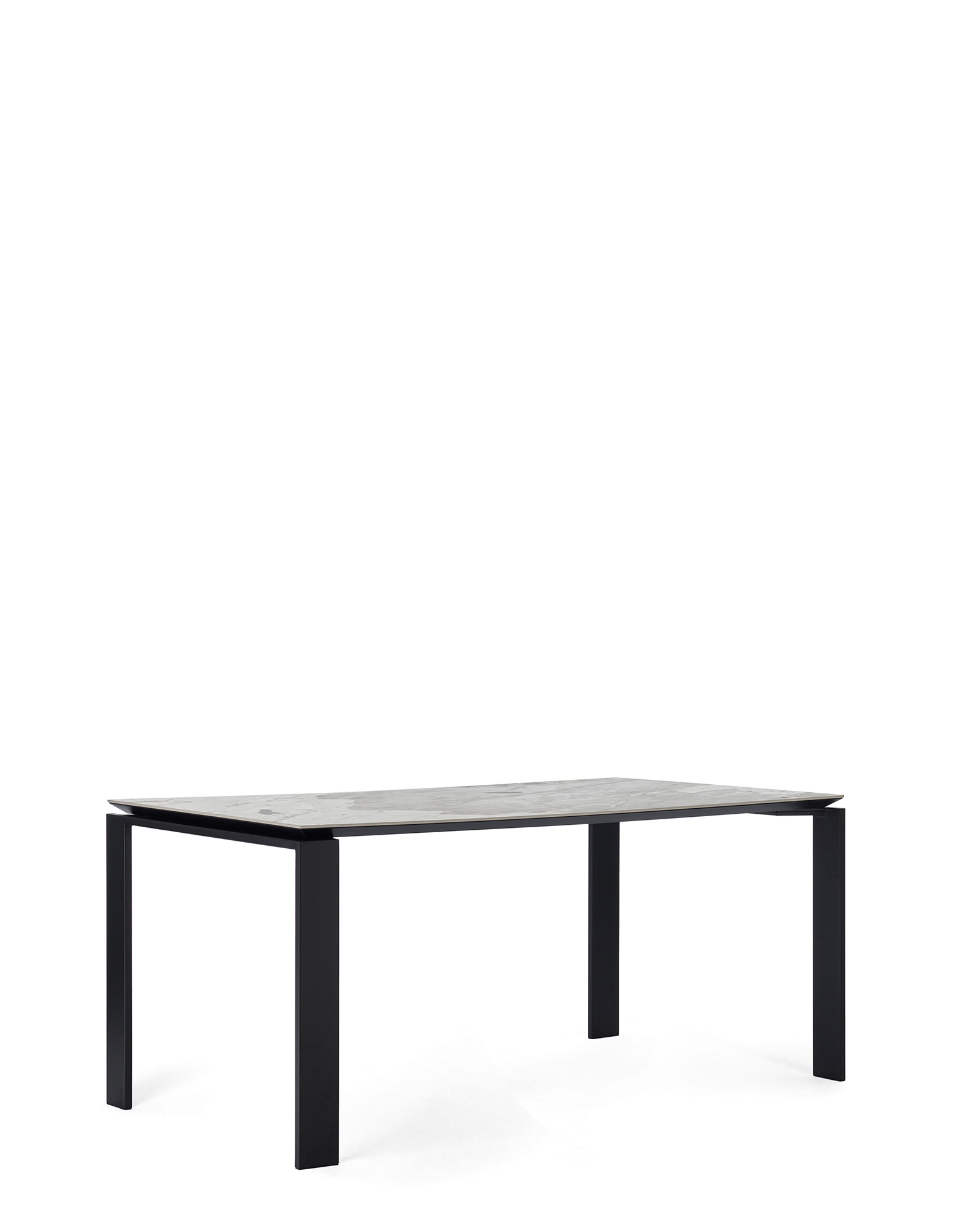 Black table with gray marble top