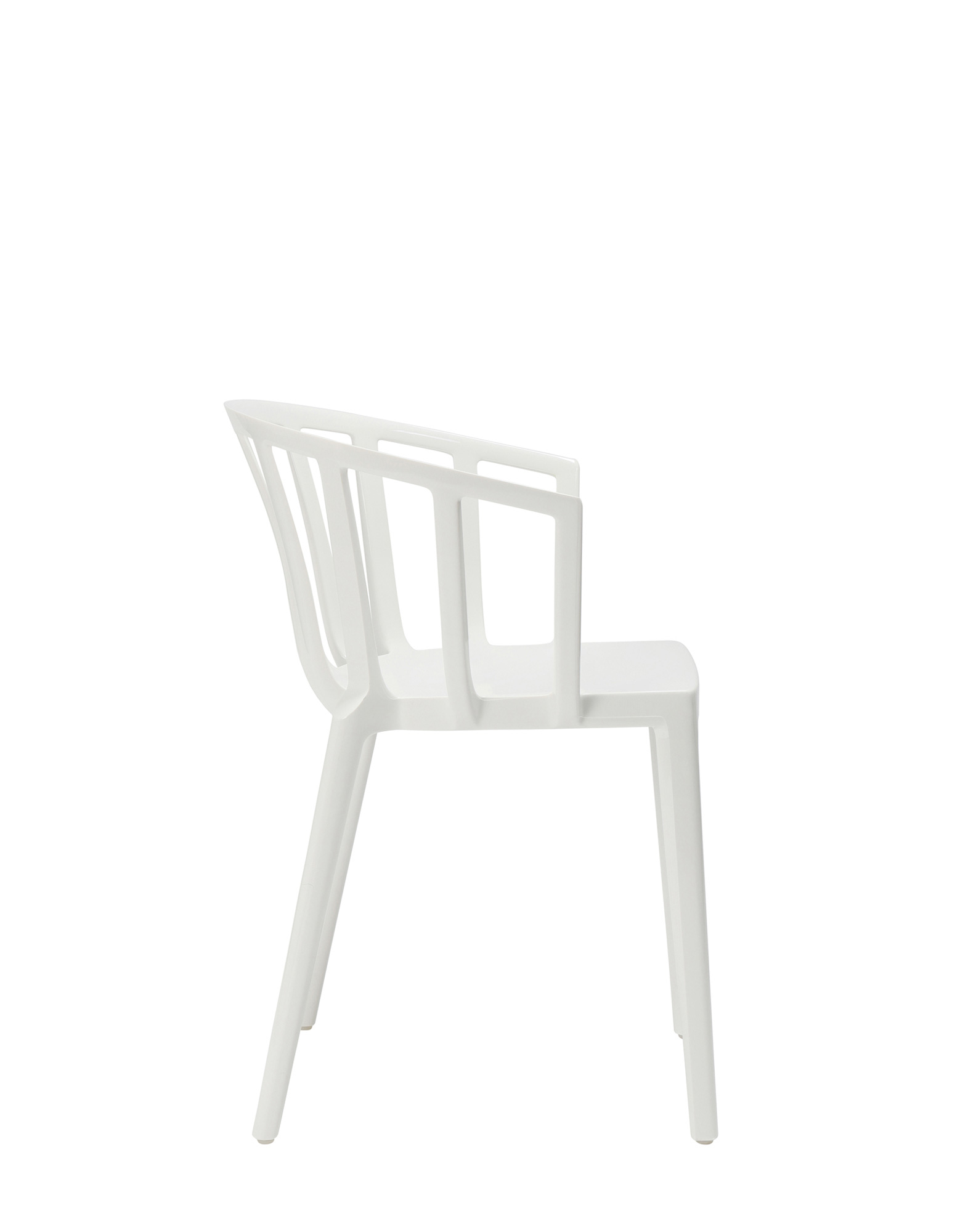 Side/back view of white plastic chair