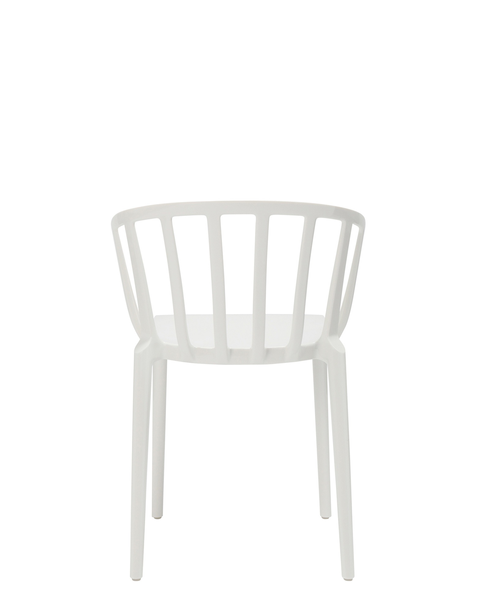 Front view of white plastic chair