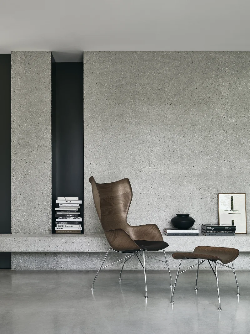 Photo set Kartell K/WOOD Slatted Ash/Leather Seat BOIS FONCÉ - SLATTED ASH/CUIR KAR04917SN 5