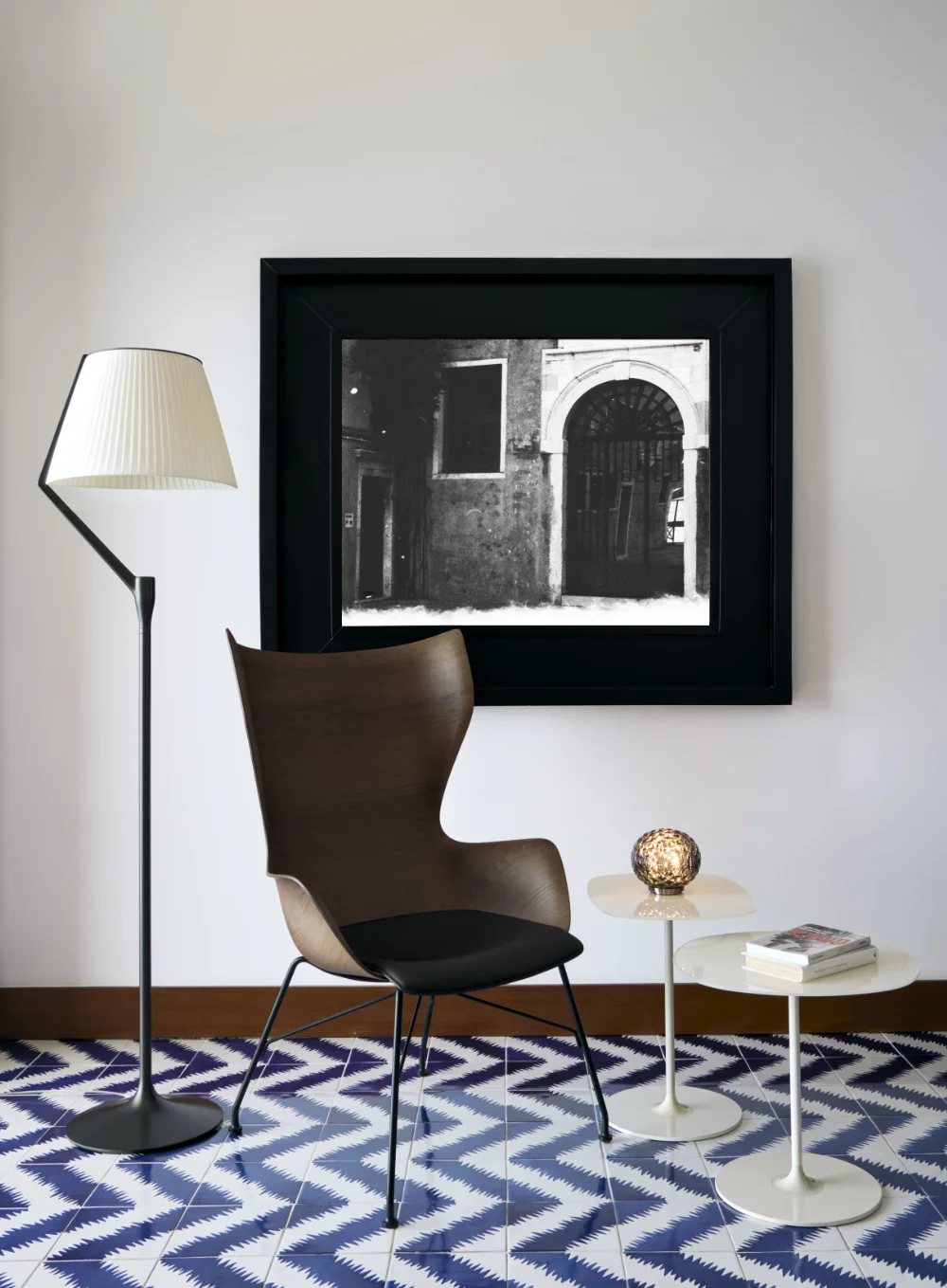 Photo set Kartell K/WOOD Slatted Ash/Leather Seat BOIS FONCÉ - SLATTED ASH/CUIR KAR04917SN 5